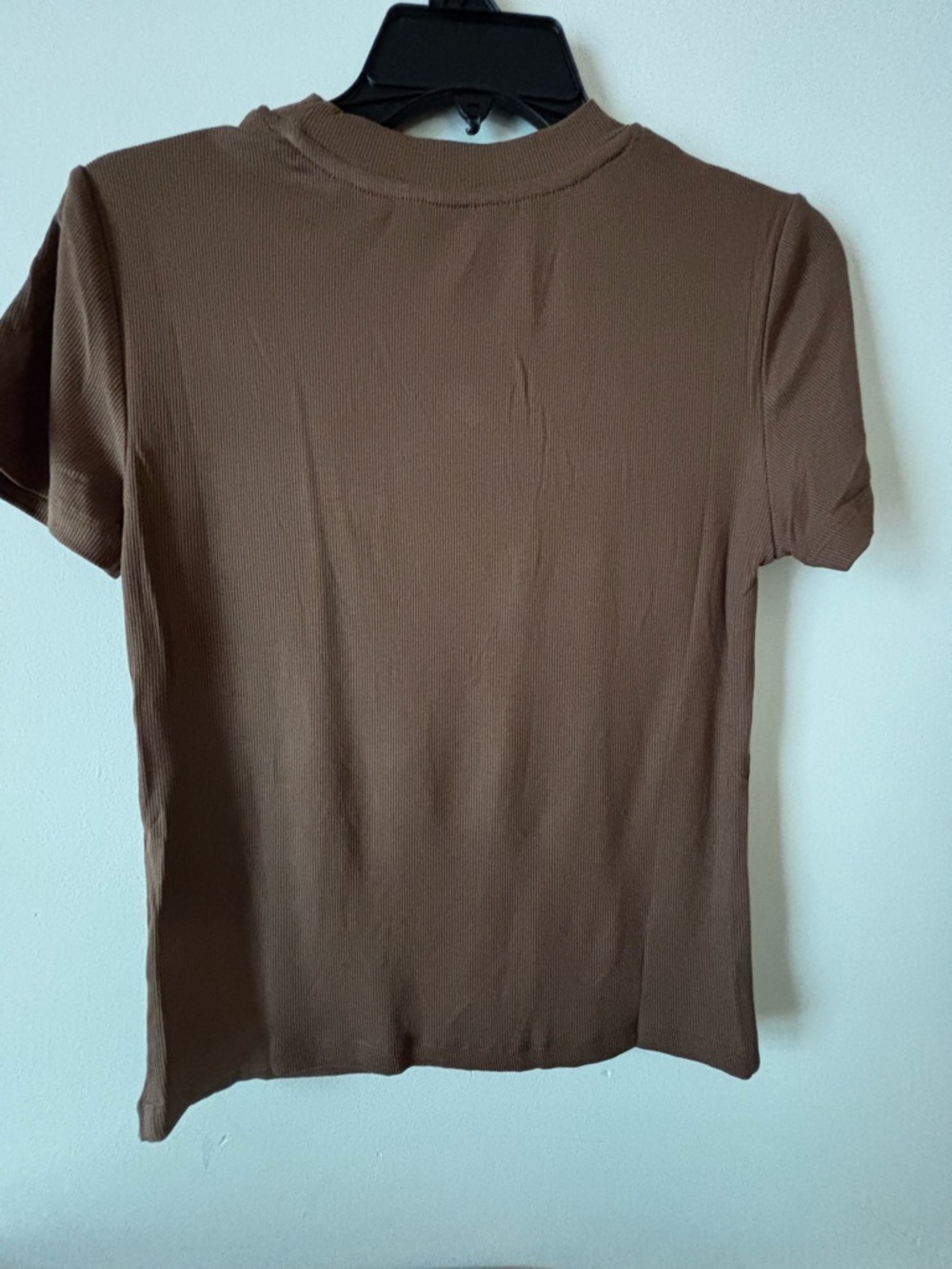 Prada Brown Ribbed Logo Tee with Silver Triangle one size - Picture 6 of 8